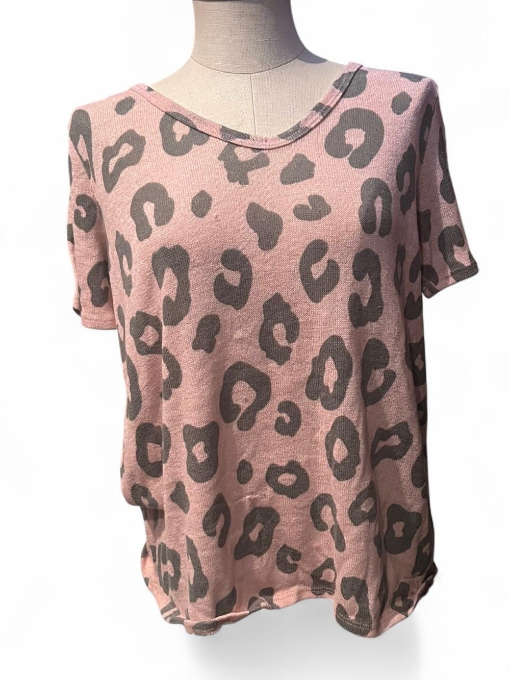 BiBi Pink Leopard Print Short Sleeve Tee